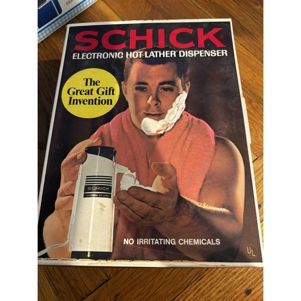 Vintage Schick Hot Lather‎ Shaving Dispenser 1971 NEW IN BOX UNTESTED COMPLETE